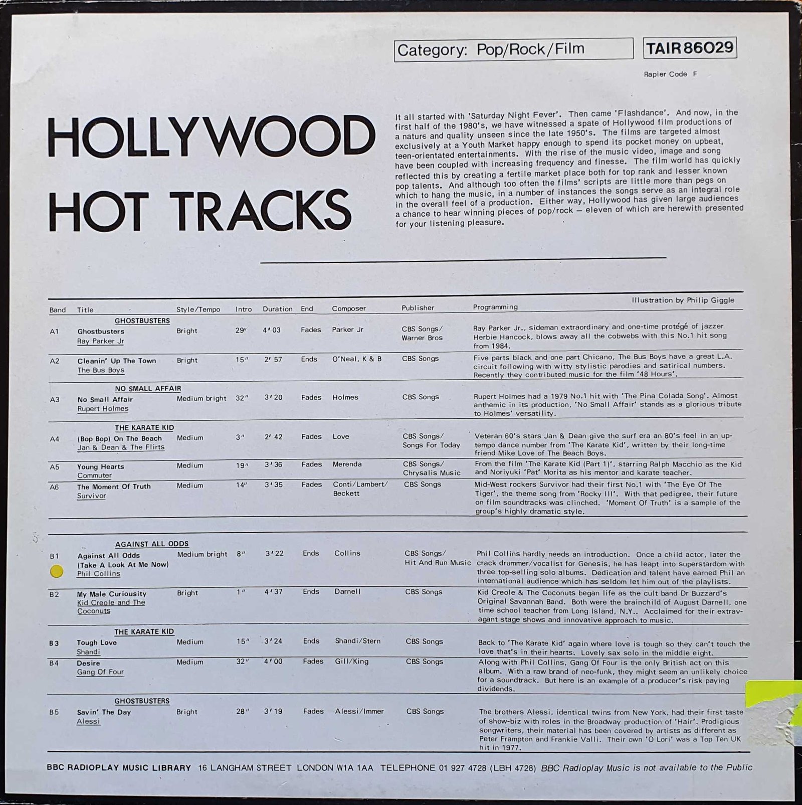 Back cover of TAIR 86029